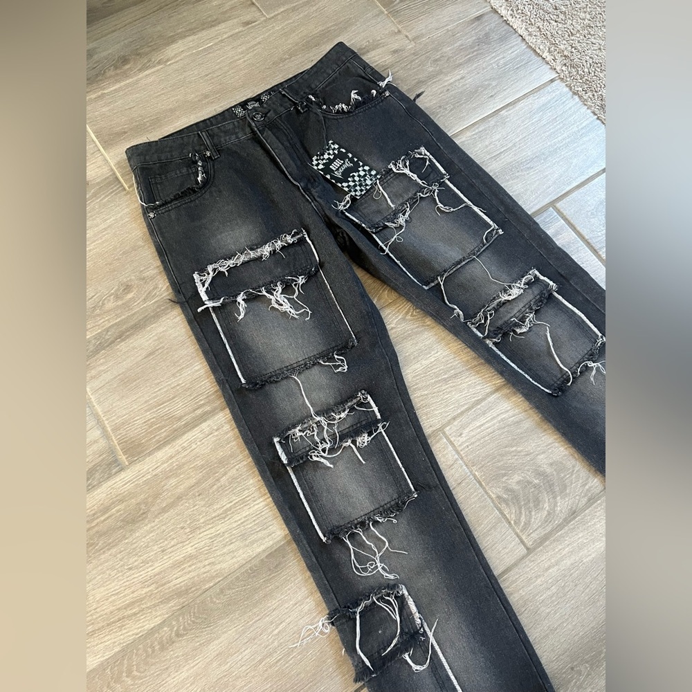 Rebel Vengeance Men’s Rock Punk Distressed Jeans - Picture 3 of 14